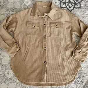 New Main Strip Beige Unisex Oversized Corduroy Shirt Jacket (Shacket) Large/XL
